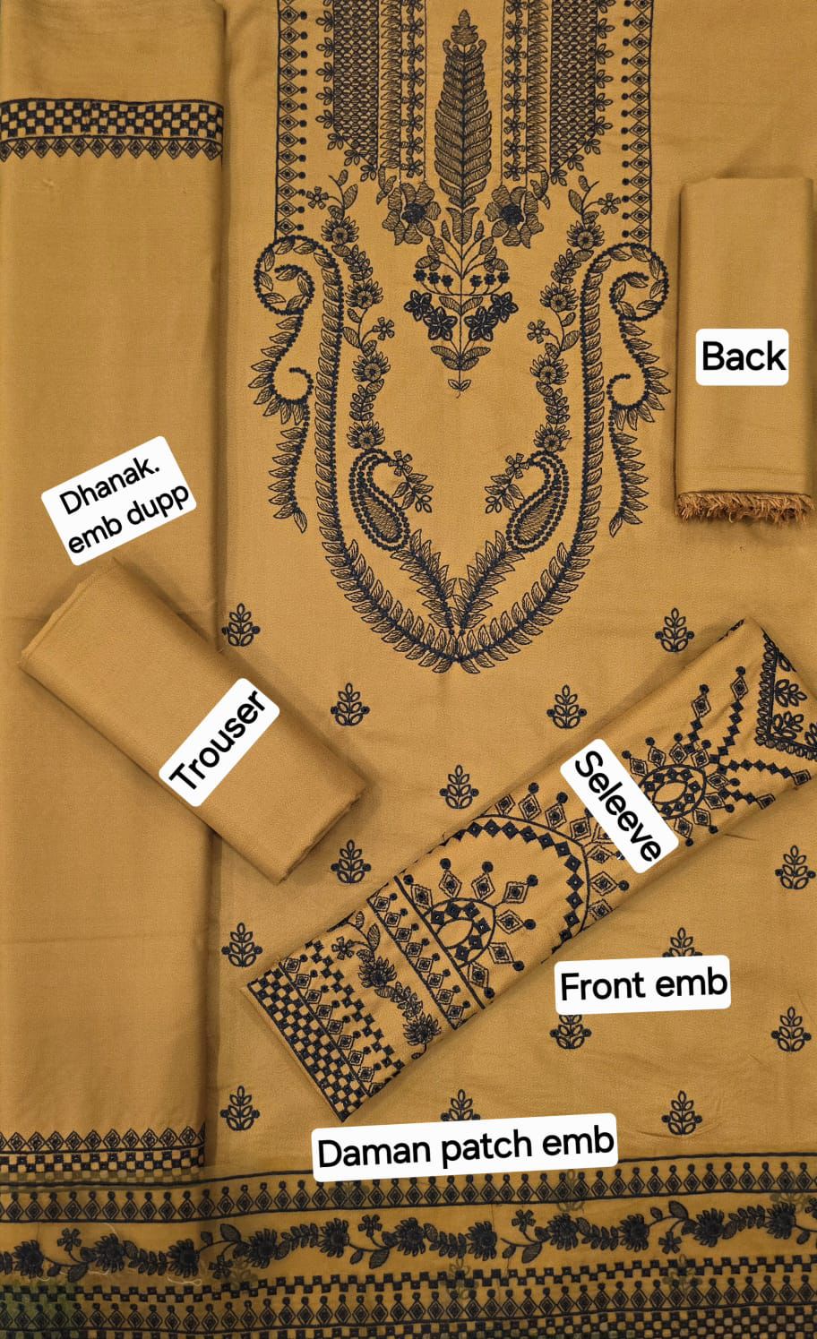 Baroque DHANAK EMB 3pc WITH DHANAK EMB DUPPATA - Image 3