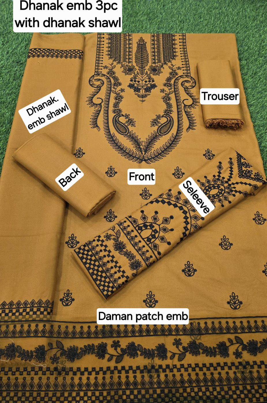 Baroque DHANAK EMB 3pc WITH DHANAK EMB DUPPATA - Image 2