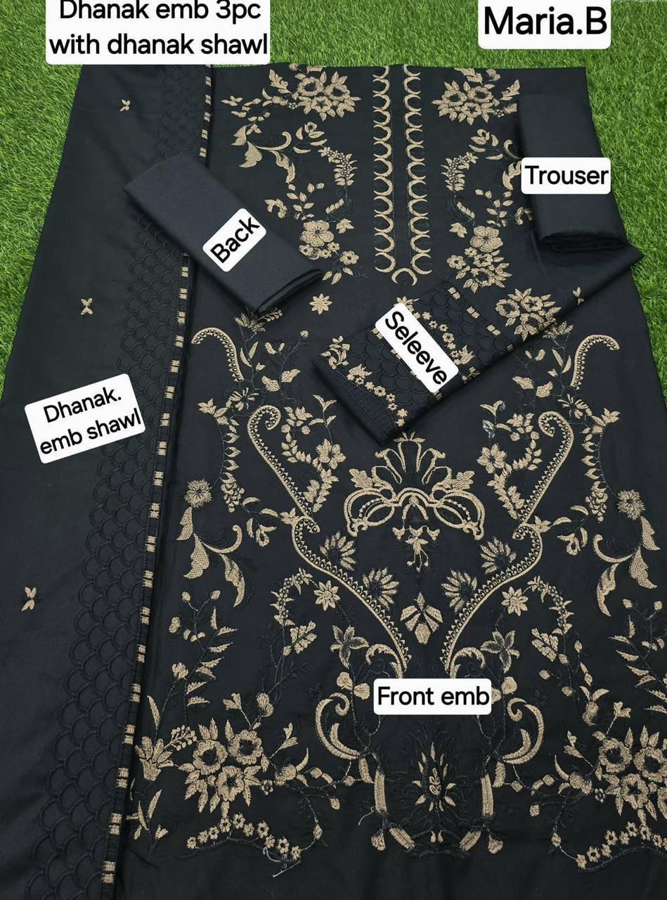 Maria B DHANAK EMB 3pc WITH DHANAK EMB DUPPATA - Image 2