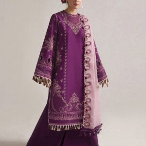 Hussain Rehar DHANAK EMB 3pc WITH BAMBER  EMB DUPPATA