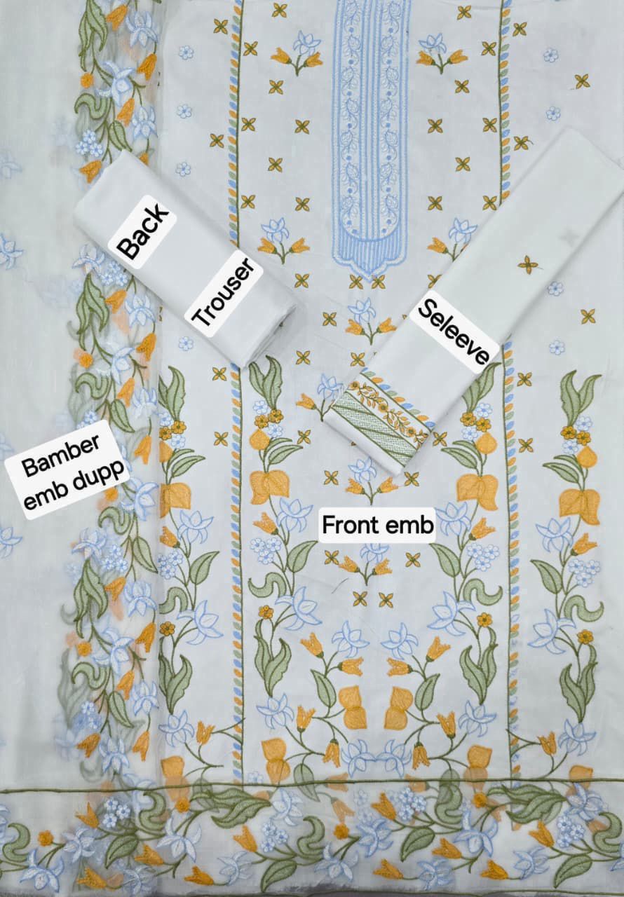 Zaha DHANAK EMB 3pc WITH BAMBER EMB DUPPATA - Image 3