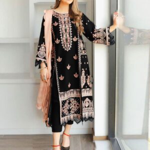 Zaib DHANAK EMB 3pc WITH BAMBER  EMB DUPPATA