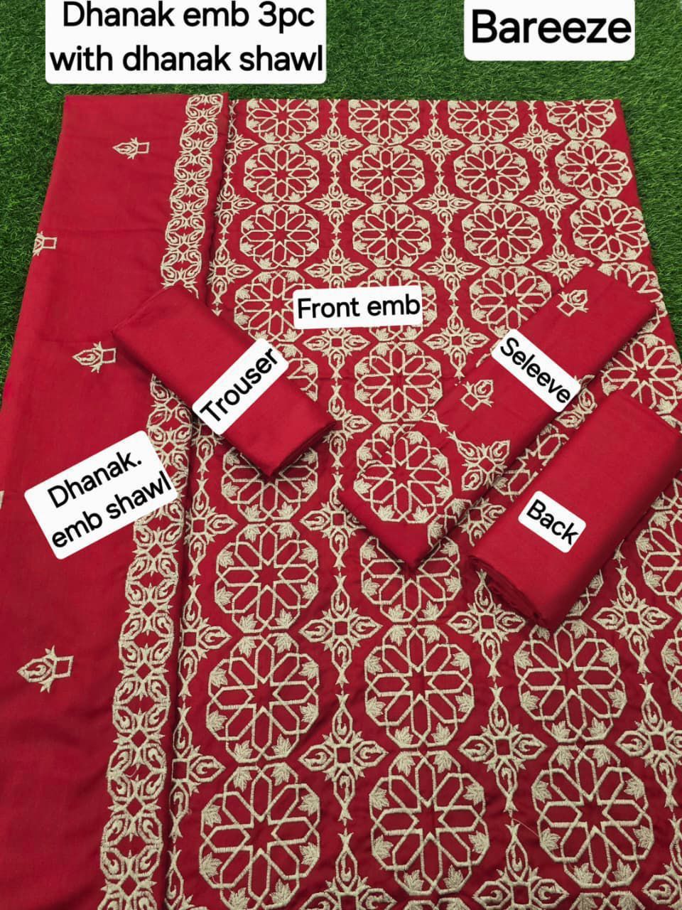 Bareeze DHANAK EMB 3pc WITH DHANAK EMB DUPPATA - Image 2