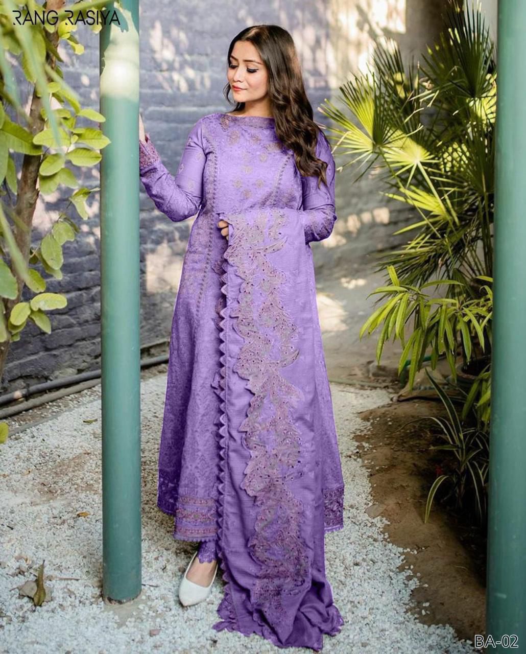 Rang Rasiya DHANAK EMB 3pc WITH DHANAK EMB DUPPATA