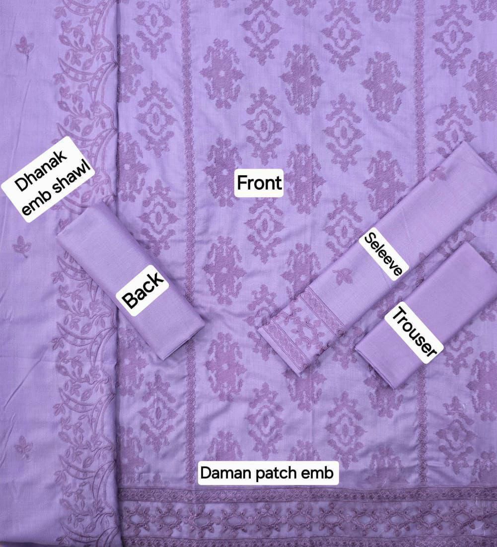 Rang Rasiya DHANAK EMB 3pc WITH DHANAK EMB DUPPATA - Image 3