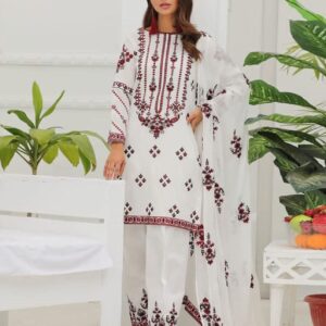 Limelight DHANAK EMB 3pc WITH DHANAK EMB DUPPATA