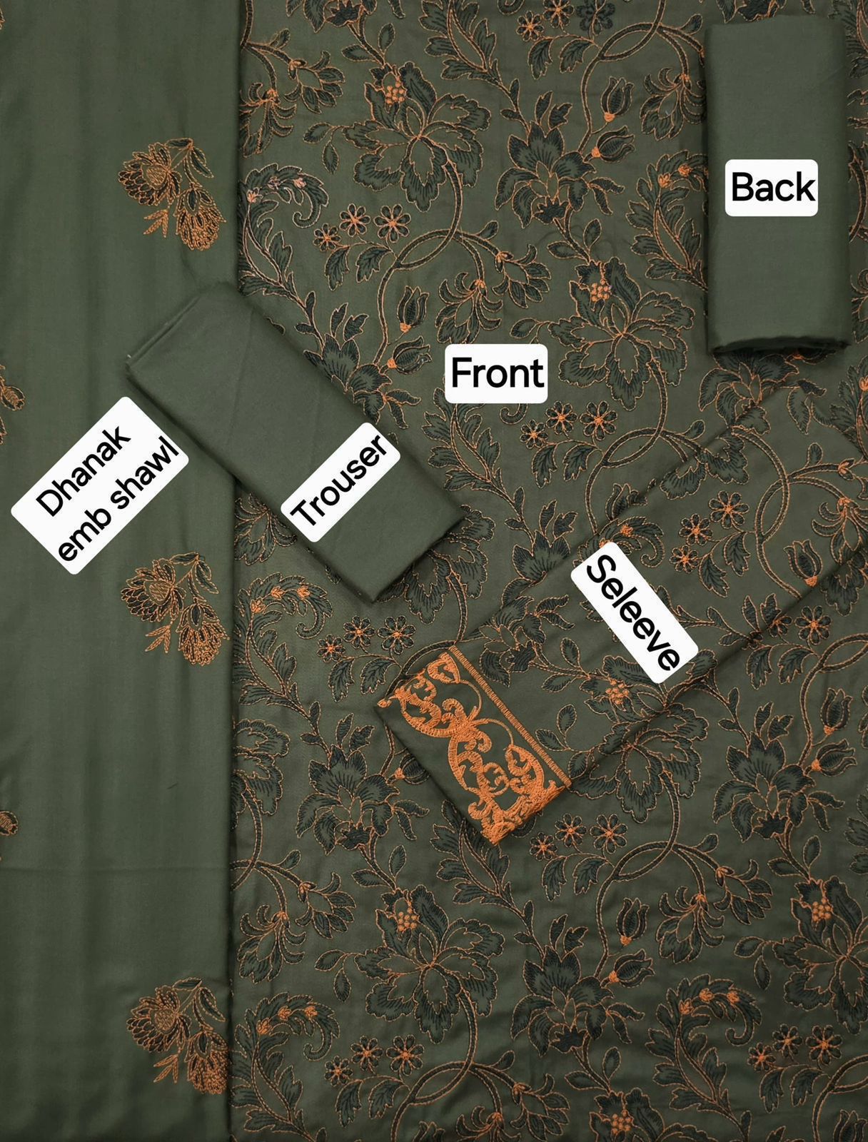 Bareeze DHANAK EMB 3pc WITH DHANAK EMB DUPPATA - Image 3