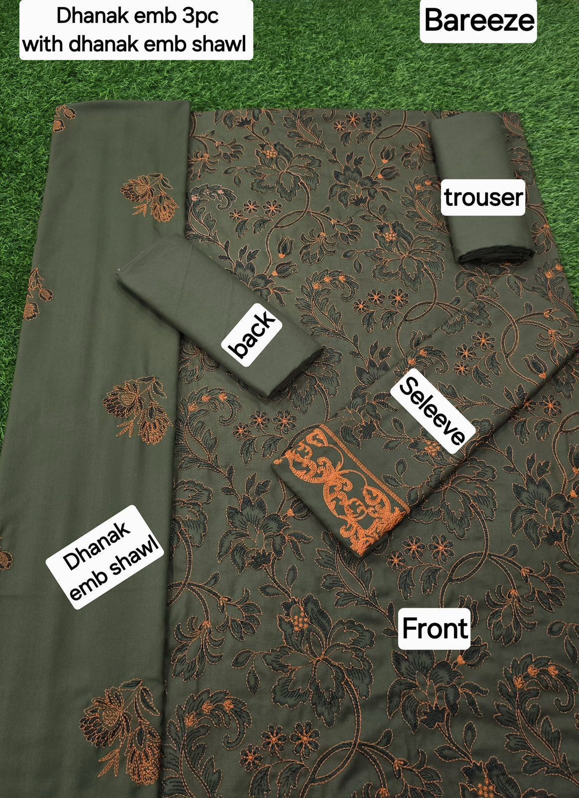 Bareeze DHANAK EMB 3pc WITH DHANAK EMB DUPPATA - Image 2