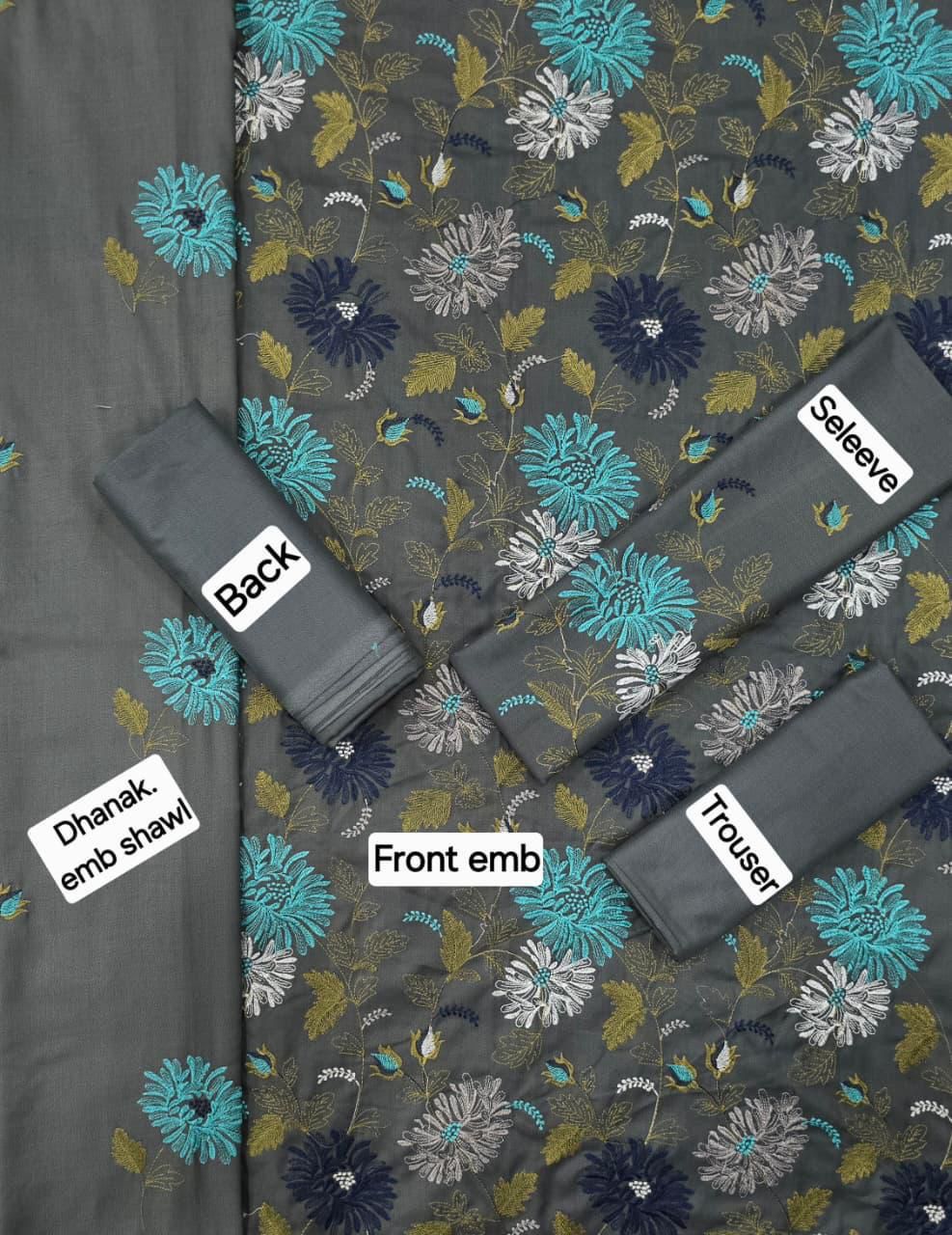 Bareeze Bareeze DHANAK EMB 3pc WITH DHANAK EMB DUPPATA - Image 3