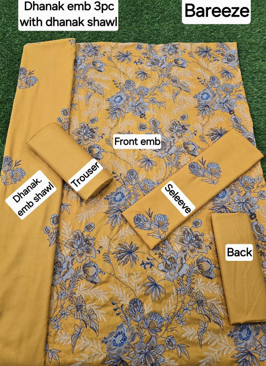 Bareeze DHANAK EMB 3pc WITH DHANAK EMB DUPPATA - Image 2