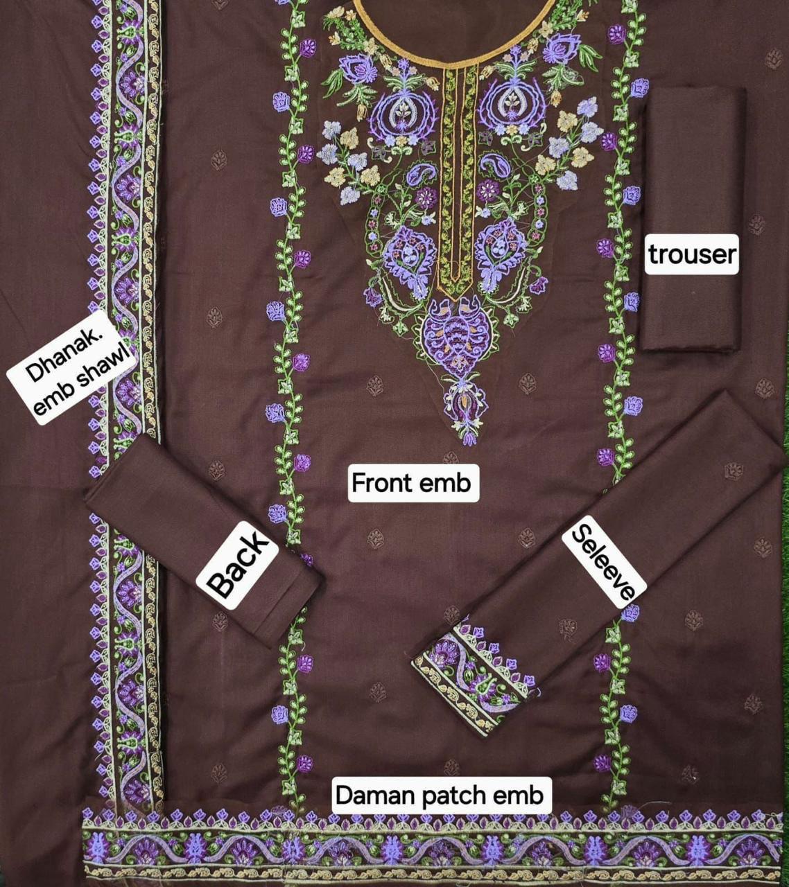 Zara Shahjahan DHANAK EMB 3pc WITH DHANAK EMB DUPPATA - Image 3
