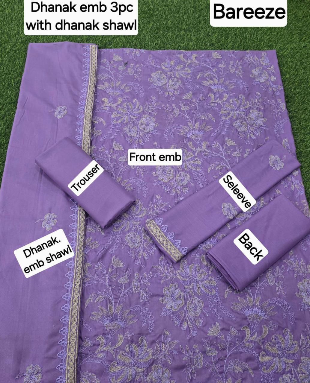 Bareeze DHANAK EMB 3pc WITH DHANAK EMB DUPPATA - Image 2