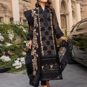 Azure DHANAK EMB 3pc WITH BAMBER EMB DUPPATA