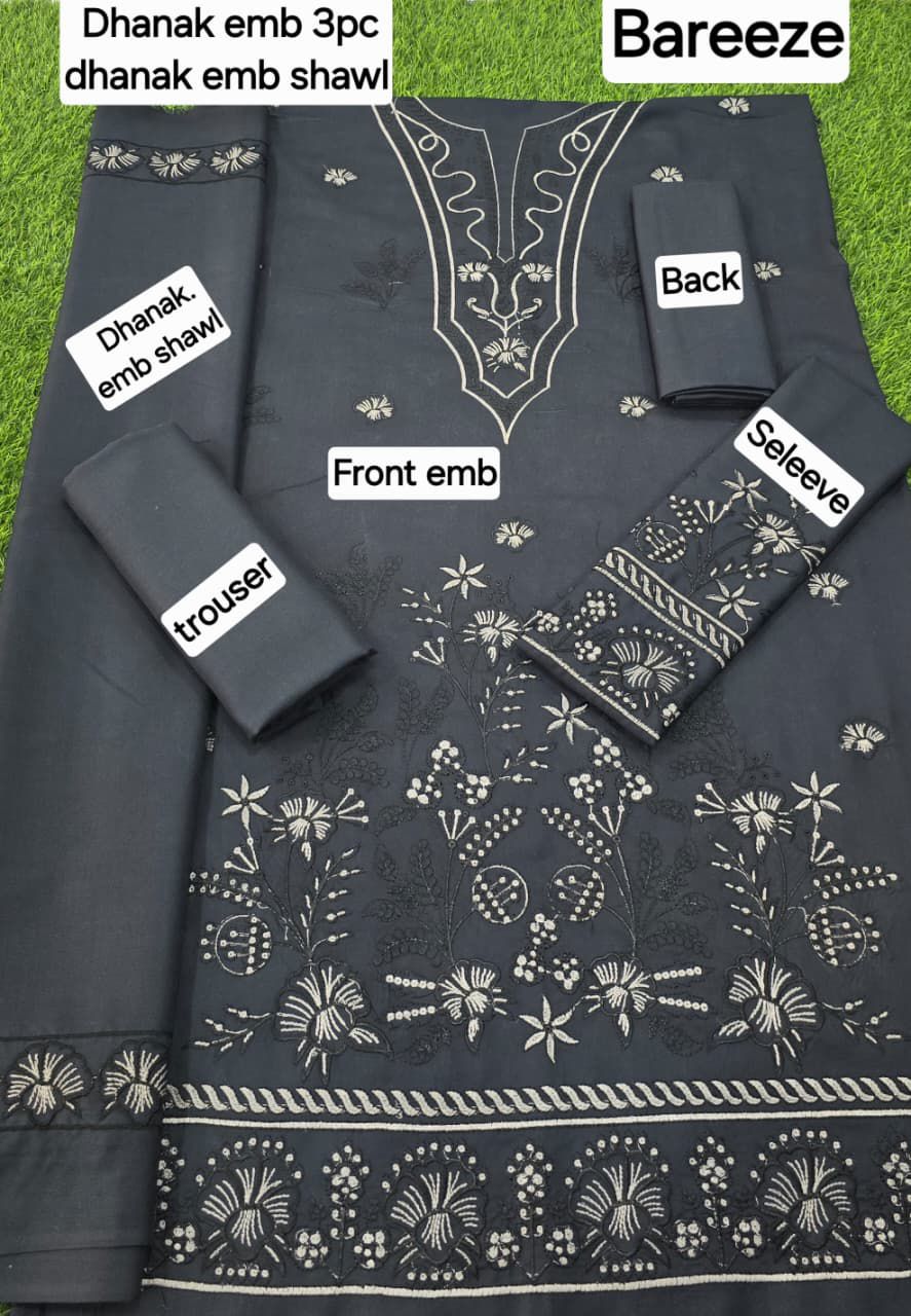 Bareeze DHANAK EMB 3pc WITH DHANAK EMB DUPPATA - Image 2