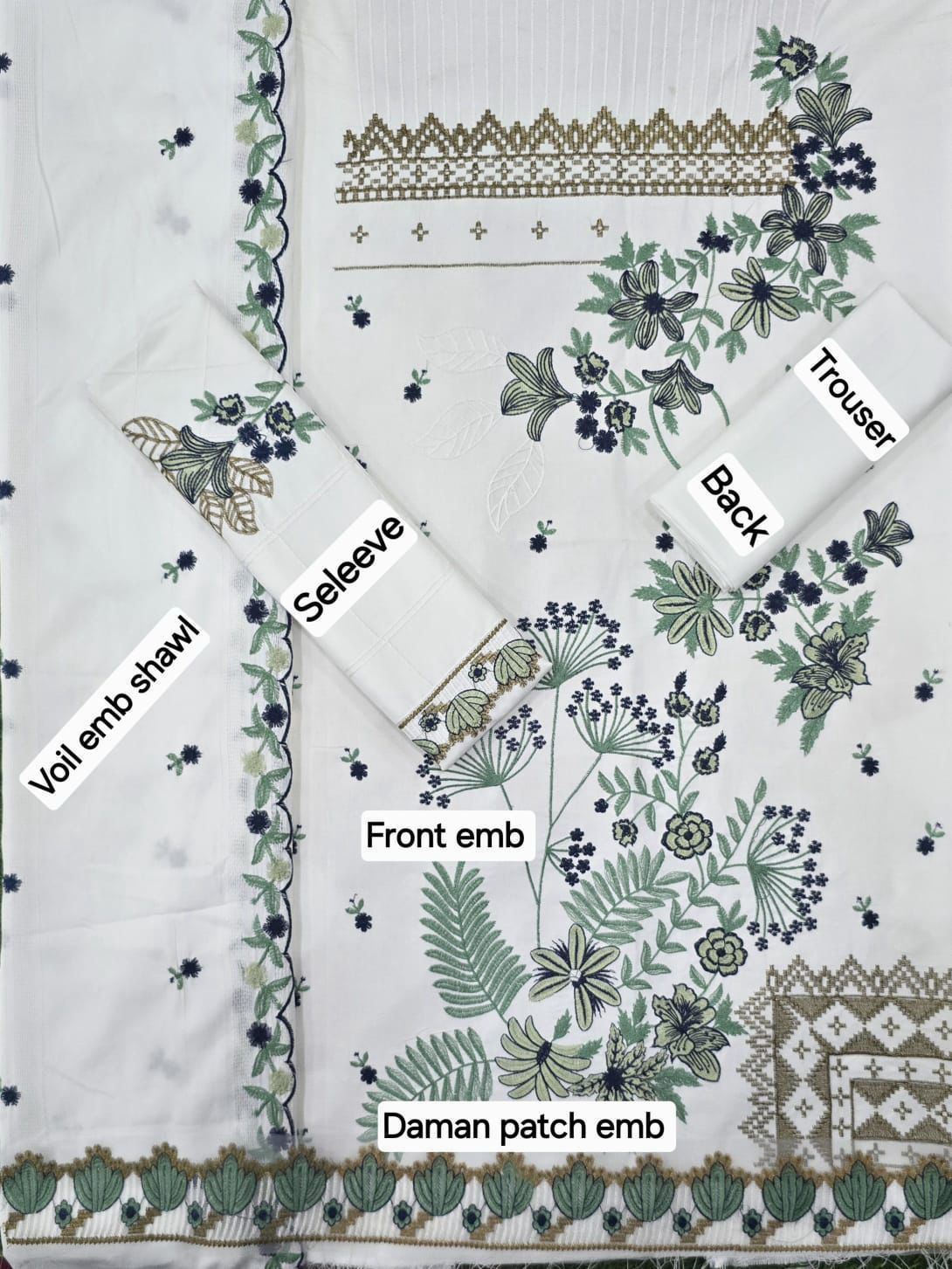 Ramsha DHANAK EMB 3pc WITH DHANAK EMB DUPPATA - Image 3